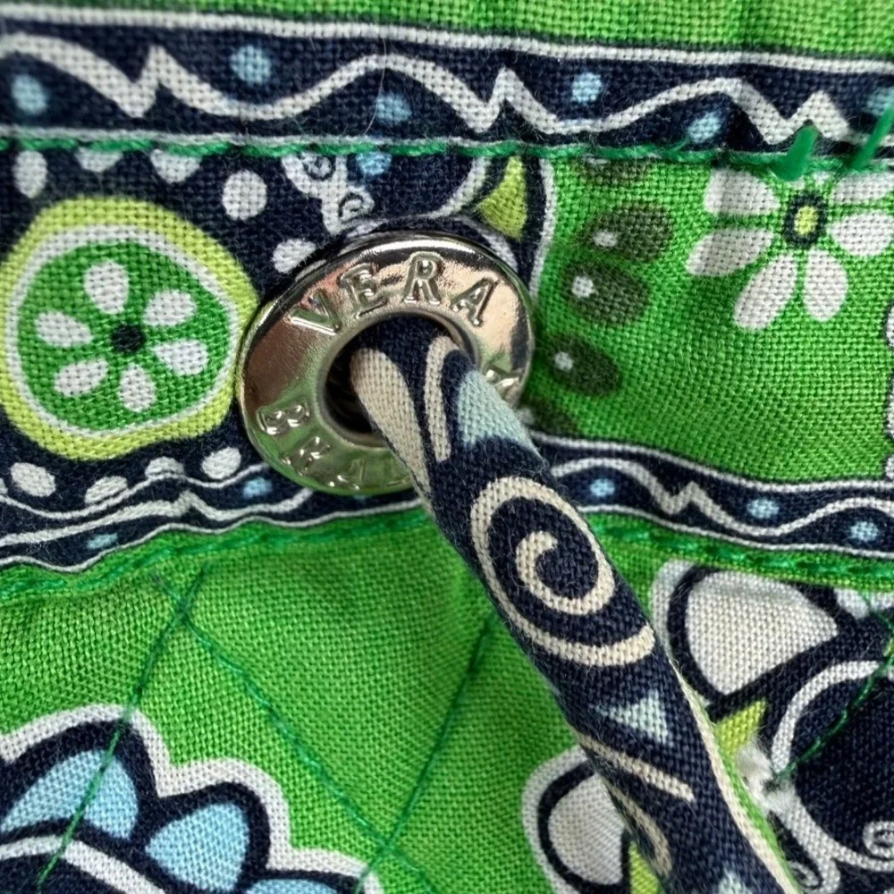 Vera Bradley Cupcake Green Quilted Cotton Drawstring Cinch Backpack Bag Retired